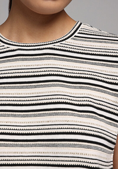 Afficher les détails de T-shirt À Manches Courtes Multicolou Regular Fit Rayé Femme