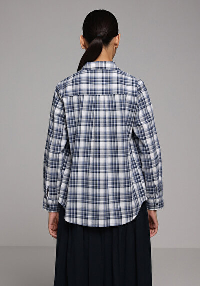 Afficher les détails de Chemise À Manches Longues Marine Regular Fit Carré Uni Femme
