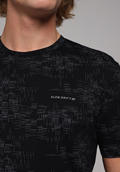 Image de T-shirt À Manches Courtes Noir Regular Fit Imprimé Homme