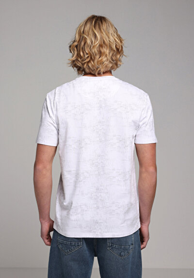 Image de T-shirt À Manches Courtes Blanc Regular Fit Imprimé Homme