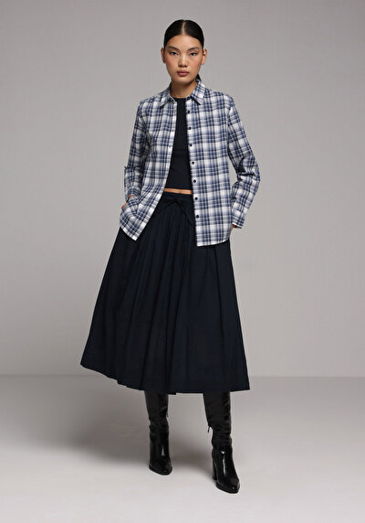 Image de Jupe Marine Midi Droit Uni Maxi Femme