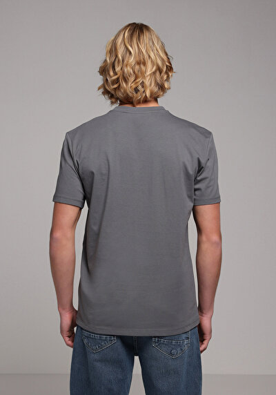 Image de T-shirt À Manches Courtes Gris Regular Fit Droit Homme