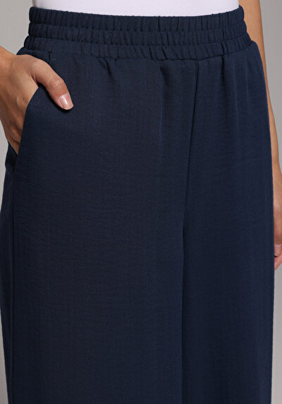 Afficher les détails de Pantalon Marine Wide Leg High Rise En Ratière Regular Fit Femme