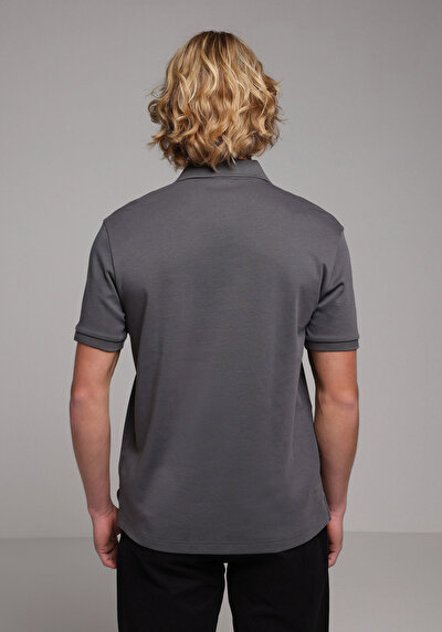 Image de T-shirt Polo À Manches Courtes Anthracite Droit Regular Fit Homme