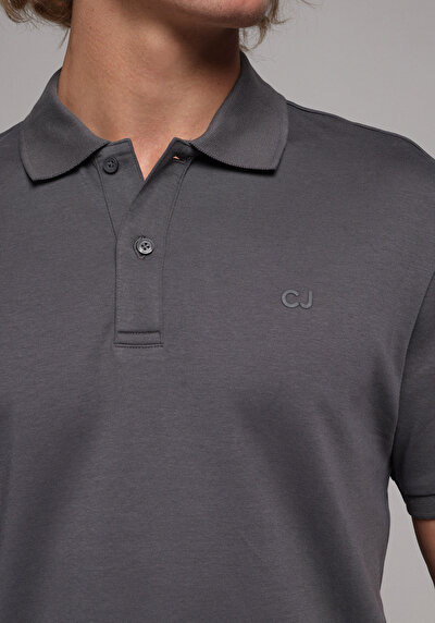 Image de T-shirt Polo À Manches Courtes Anthracite Droit Regular Fit Homme