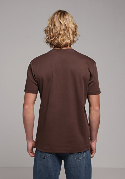 Image de T-shirt À Manches Courtes Marron Regular Fit Droit Homme