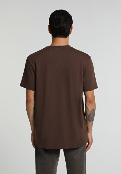 Image de T-shirt À Manches Courtes Marron Regular Fit Droit Homme
