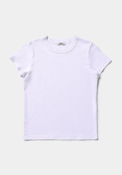 Image de T-shirt À Manches Courtes Blanc Slim Fit Droit Femme