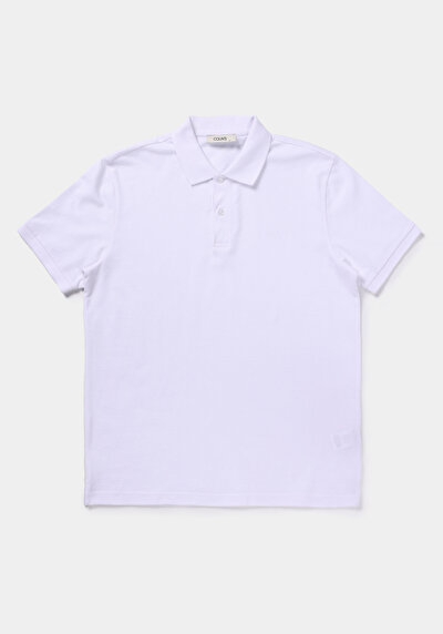 Afficher les détails de T-shirt Polo À Manches Courtes Blanc Droit Regular Fit Homme