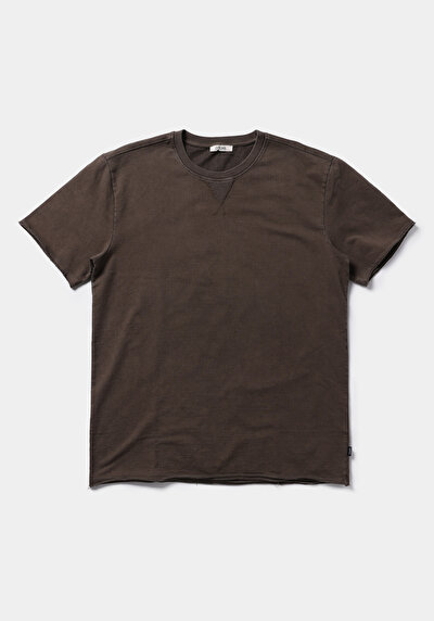 Afficher les détails de T-shirt À Manches Courtes Marron Comfort Fit Droit Homme
