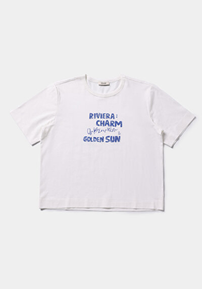 Afficher les détails de T-shirt À Manches Courtes Blanc Regular Fit Brodé Femme