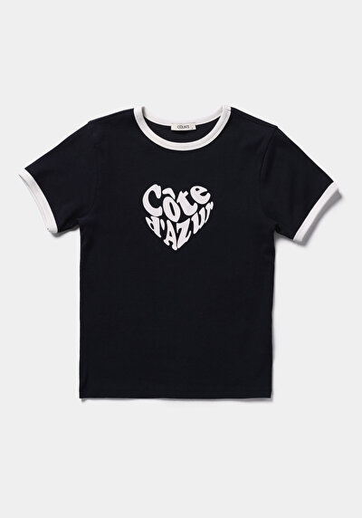 Image de T-shirt À Manches Courtes Marine Slim Fit Imprimé Femme