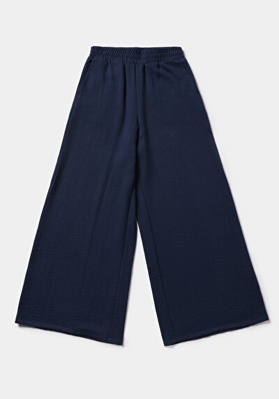 Afficher les détails de Pantalon Marine Wide Leg High Rise En Ratière Regular Fit Femme