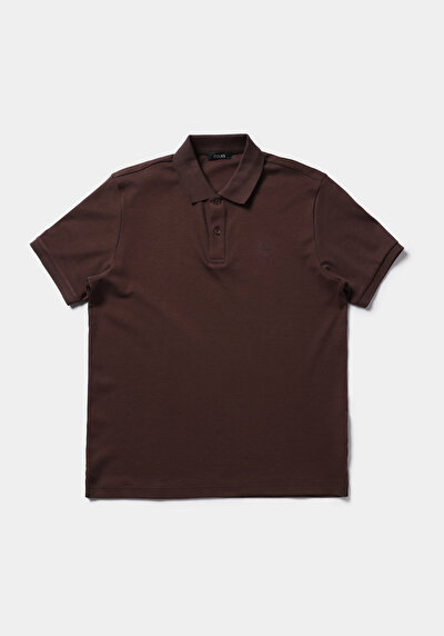 Image de T-shirt Polo À Manches Courtes Marron Droit Regular Fit Homme
