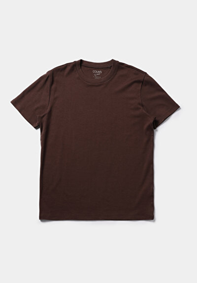 Image de T-shirt À Manches Courtes Marron Regular Fit Droit Homme