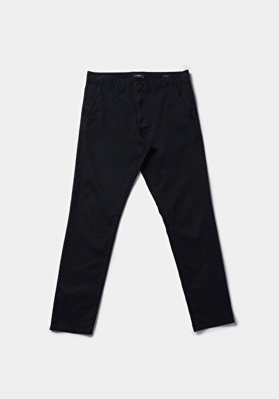 Afficher les détails de Pantalon Marine Straight Leg Medium Rise En Gabardine Slim Fit Homme