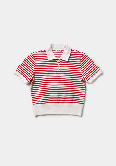 Image de Rouge Slim Fit  Rayé Verrouillage Femme