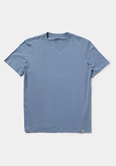 Image de T-shirt À Manches Courtes Bleu Regular Fit Droit Homme