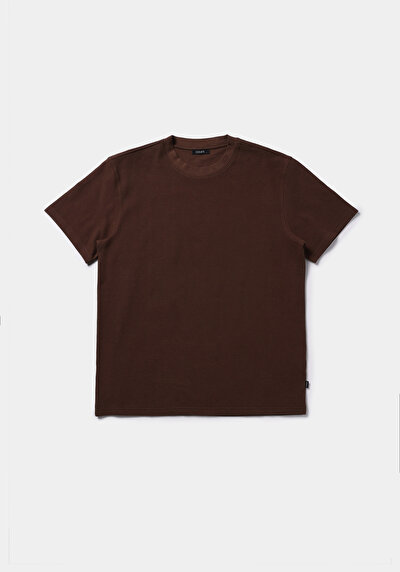 Afficher les détails de T-shirt À Manches Courtes Marron Comfort Fit Droit Homme