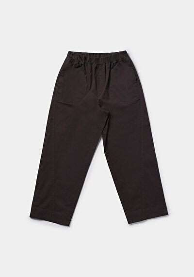 Afficher les détails de Pantalon Anthracite Wide Leg High Rise En Sergé Regular Fit Femme