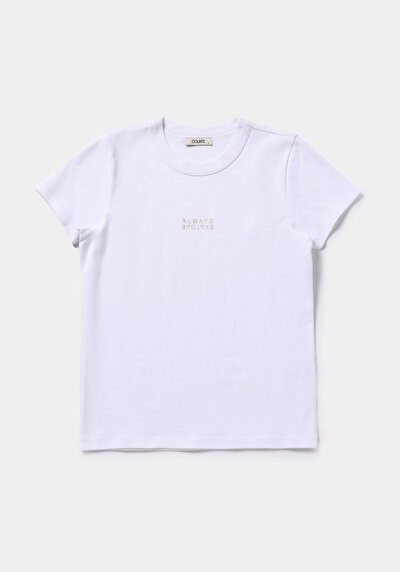 Image de T-shirt À Manches Courtes Blanc Slim Fit Imprimé Femme