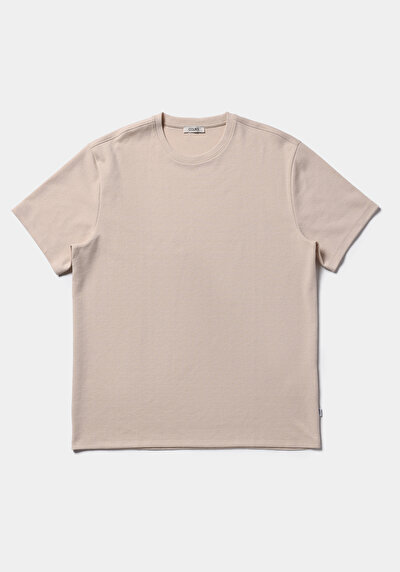 Image de T-shirt À Manches Courtes Beige Comfort Fit Droit Homme