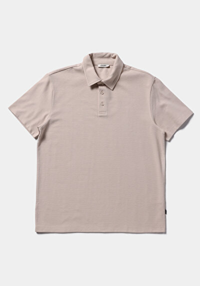 Image de T-shirt Polo À Manches Courtes Beige Droit Regular Fit Homme