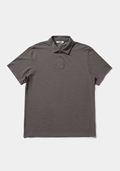 Image de T-shirt Polo À Manches Courtes Kaki Droit Regular Fit Homme