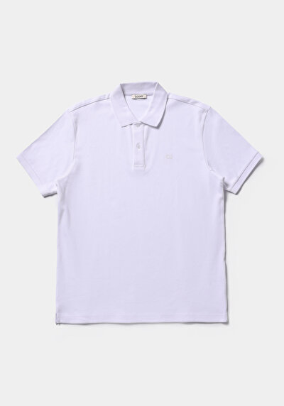 Image de T-shirt Polo À Manches Courtes Blanc Droit Regular Fit Homme