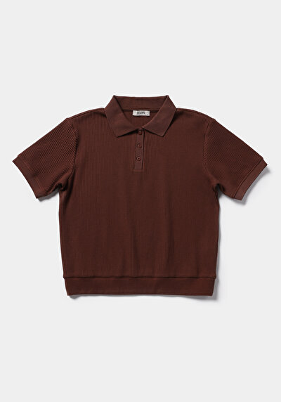 Afficher les détails de Marron Regular Fit  Droit Gaufré Femme