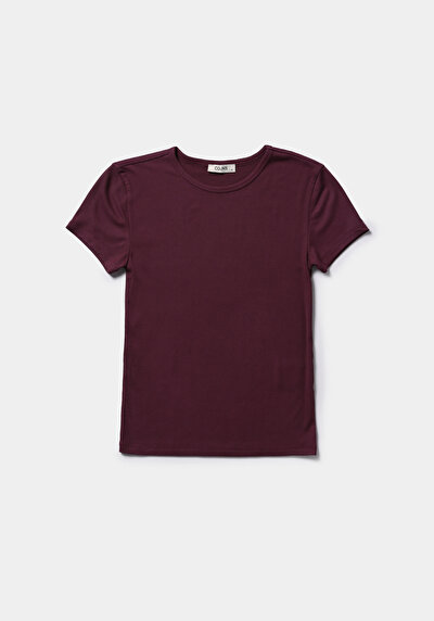 Image de T-shirt À Manches Courtes Violet Slim Fit Droit Femme