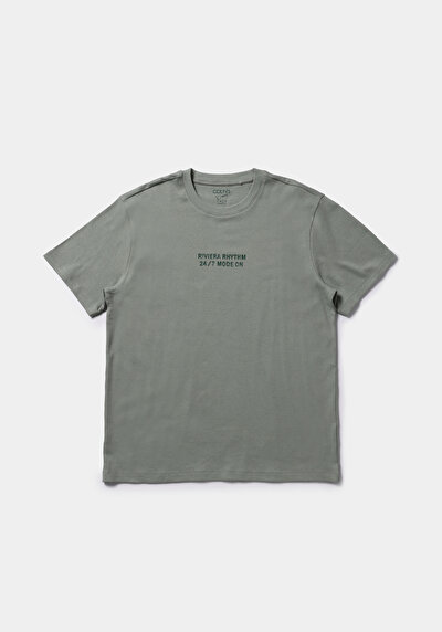 Afficher les détails de T-shirt À Manches Courtes Vert Comfort Fit Droit Homme