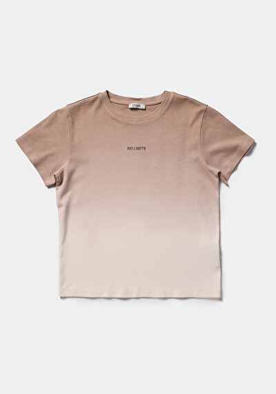 Image de T-shirt À Manches Courtes Beige Regular Fit Imprimé Femme