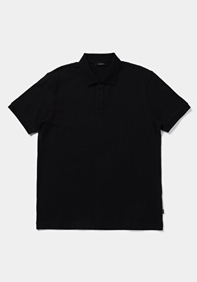 Image de T-shirt Polo À Manches Courtes Noir Droit Regular Fit Homme