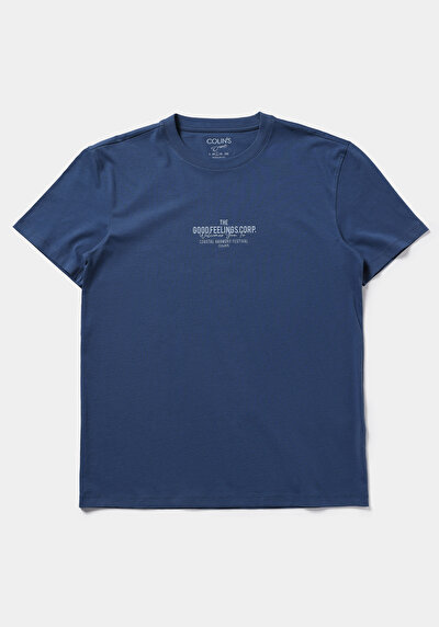 Image de T-shirt À Manches Courtes Bleu Regular Fit Droit Homme