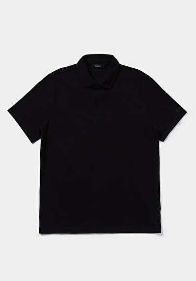 Image de T-shirt Polo À Manches Courtes Noir Droit Regular Fit Homme