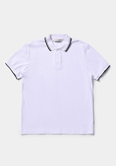 Image de T-shirt Polo À Manches Courtes Blanc Droit Regular Fit Homme