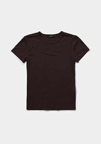 Image de T-shirt À Manches Courtes Marron Slim Fit Droit Femme