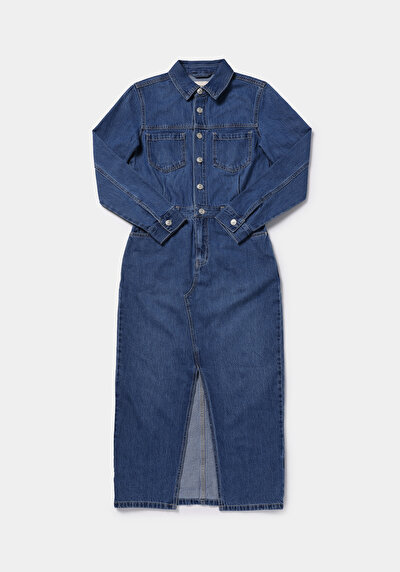 Image de Robe  Slim Fit Manches Longues Mdi Jean Femme