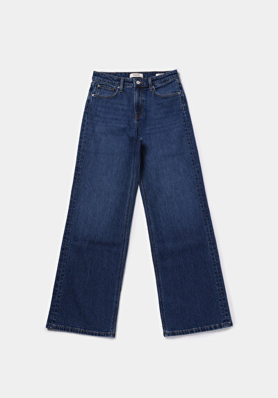 Afficher les détails de 970 Berry Pantalon  Wide Leg High Rise En Jean Regular Fit Femme