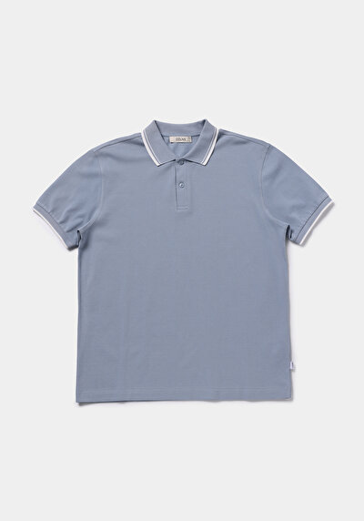 Image de T-shirt Polo À Manches Courtes Bleu Droit Regular Fit Homme