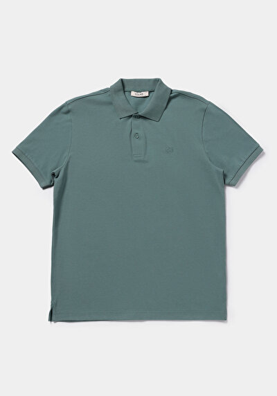Afficher les détails de T-shirt Polo À Manches Courtes Vert Droit Regular Fit Homme