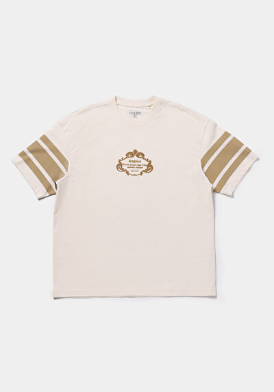 Image de T-shirt À Manches Courtes Ecru Oversize Fit Droit Homme