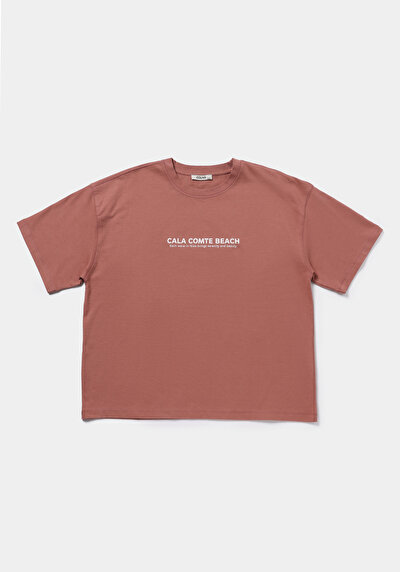 Image de T-shirt À Manches Courtes Rose Relaxed Fit Imprimé Femme