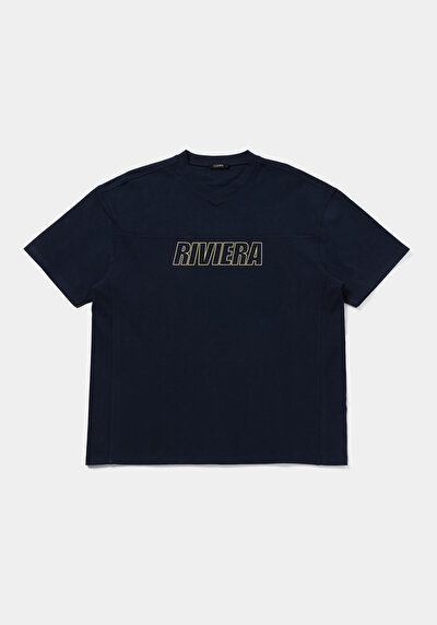 Image de T-shirt À Manches Courtes Marine Oversize Fit Droit Homme