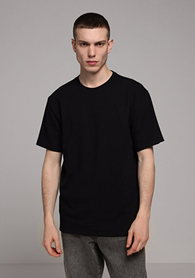 Image de T-shirt À Manches Courtes Noir Comfort Fit Droit Homme