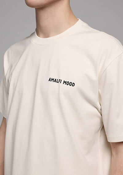 Image de T-shirt À Manches Courtes Beige Comfort Fit Imprimé Homme