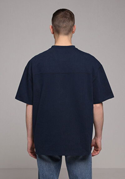 Image de T-shirt À Manches Courtes Marine Oversize Fit Droit Homme