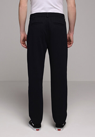 Image de Pantalon Marine Straight Leg Medium Rise En Double Face Regular Fit Homme