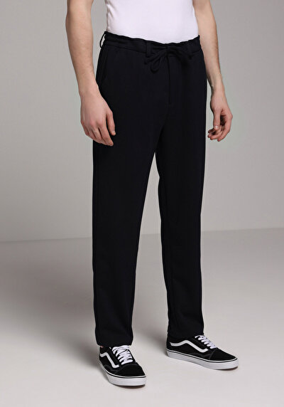 Image de Pantalon Marine Straight Leg Medium Rise En Double Face Regular Fit Homme